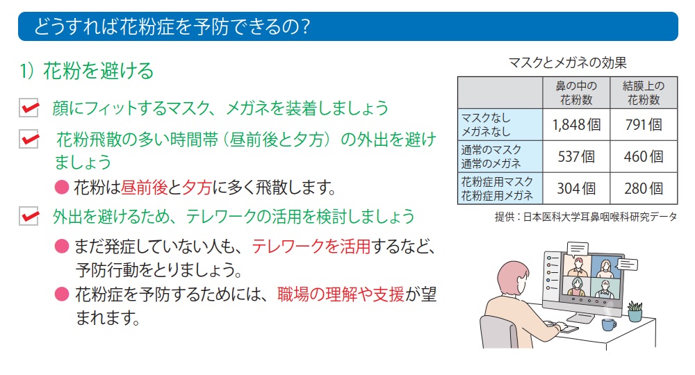 花粉を避ける取り組みの例